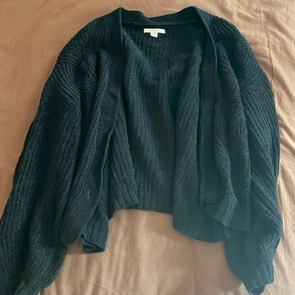 Cropped black knitted American eagle cardigan